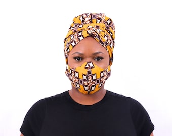 Turban - Bonnet Wrap - African Print Bonnet Wrap - Bonnet - Bonnet Headwrap - Satin Bonnet Wrap - Satin Bonnet - Headwrap - Yellow Headwrap
