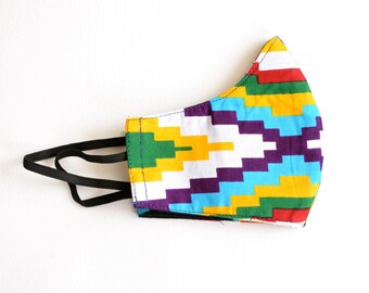 Fabric Face Mask, Face Covering, Filter Mask, Ankara Mask, African Print Mask, Cotton, Orange Kente Purple Black Green Blue White