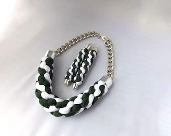 Nigeria, Mother, Christmas Gift, Gift For Woman, Statement Necklace, Bib Necklace, Chunky Necklace, Nigeria Colours, African Necklace, Woven