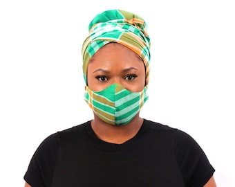 Montserrat Madras Bonnet Wrap, Bonnet Wrap, Green Headwrap, Madras, Montserrat, Bonnet, Headcovering, Irish Headwrap, Irish, Satin lined
