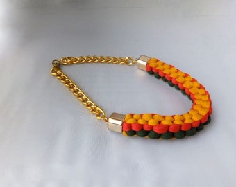 Christmas Gift, Statement Necklace, Bib Necklace, Chunky, African Jewellery, Afrocentric, African, Braided, Woven Necklace, Rasta Necklace