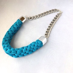 Woven necklace,Gift, Gift For Woman,Lightweight necklace, Statement Necklace, Big Necklace, Bib Necklace, Chunky bib Necklace, Blue Necklace