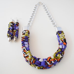 Christmas Gift,Purple Necklace, African Jewellery, Chunky Necklace, Bib Necklace, Woven Necklace, Statement Jewellery, African, Ankara, Gift