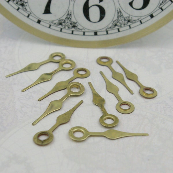 Vintage Gold Clock Hands, New, (10), 1  1/2 inch, Steampunk Crafting, Jewelry, Costume Design, Scrapbooking Embelishments CL3