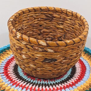 HANDMADE  Wicker Planter / Boho  Decor / Woven Plant Pot Holder   / Vintage handwoven rattan wicker   Plant Pot Holder