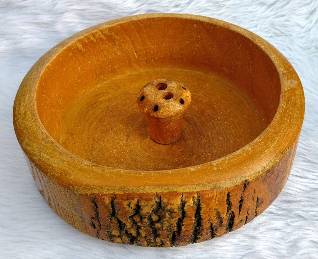 Antique Wooden Nut Bowl / Antique Live Edge Log Nutcracker Dish / Holiday Nut Bowl Centerpiece