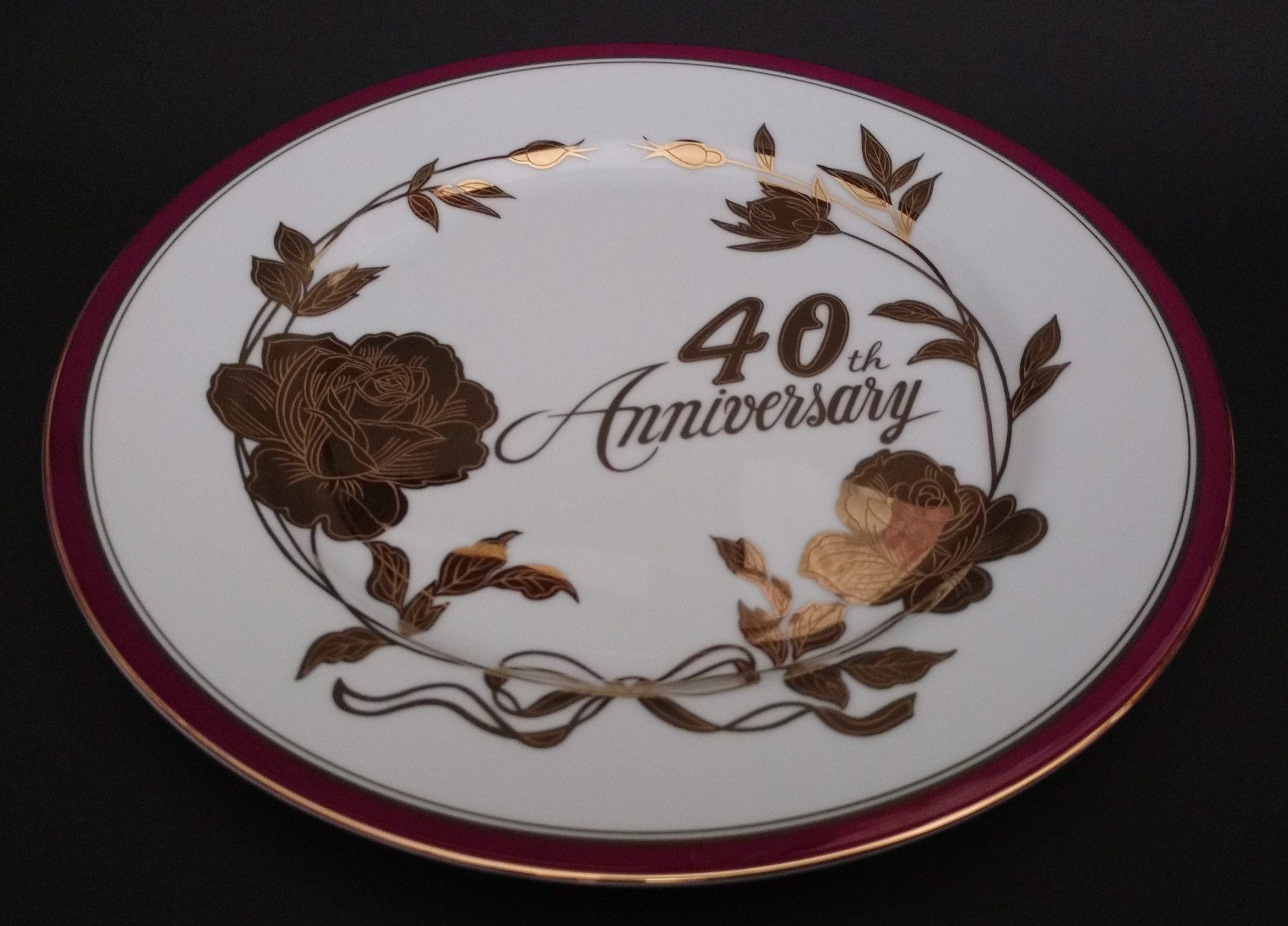 FREE SHIPPING / Vintage Ruby Anniversary Plate 35, 40th Wedding ...