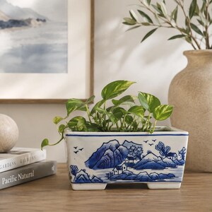 Vintage Oriental Hand Painted Chinoiserie Porcelain Planter