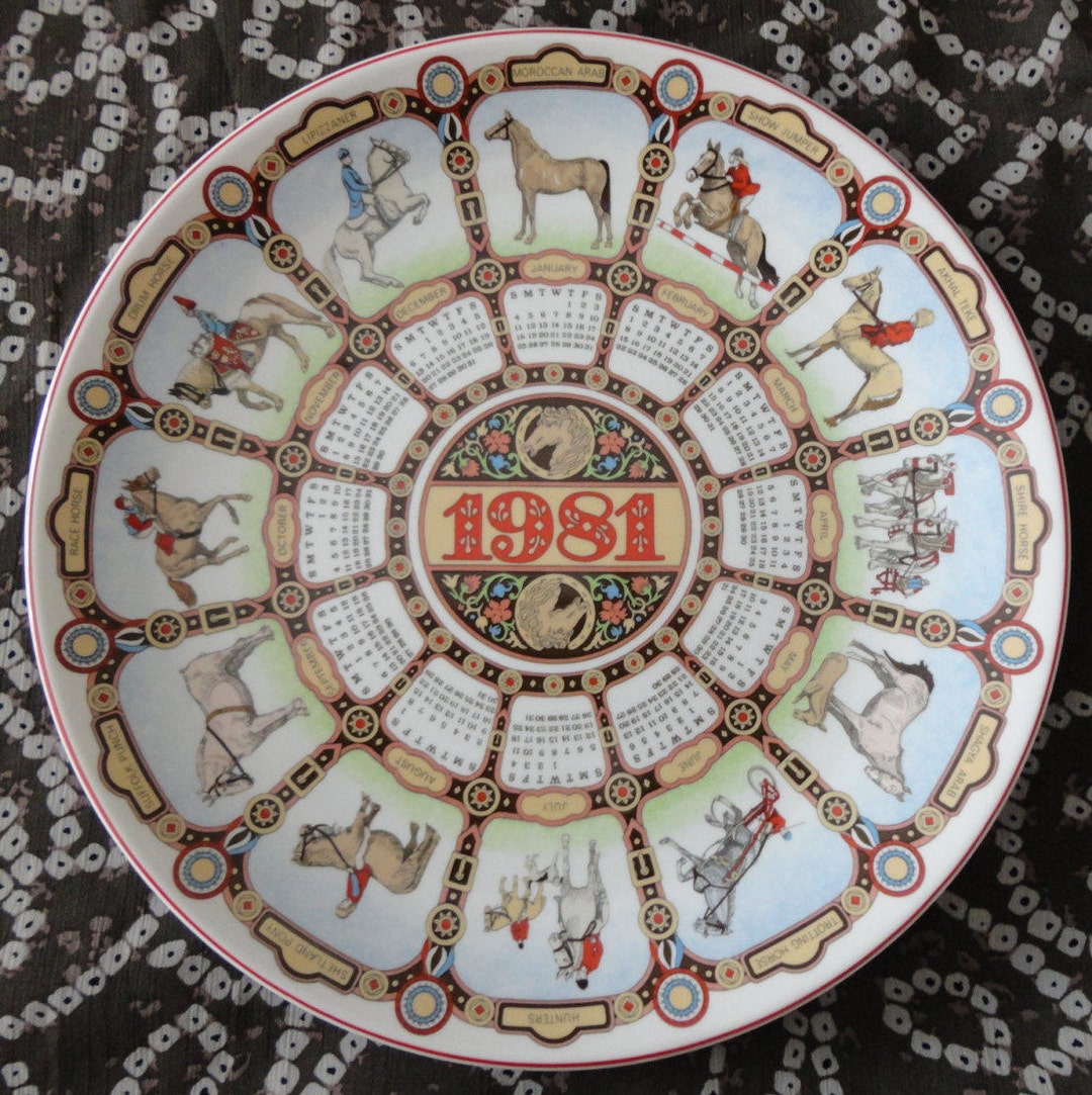 Vintage WEDGWOOD Annual Collector Calendar Plate / HORSES/ Etsy