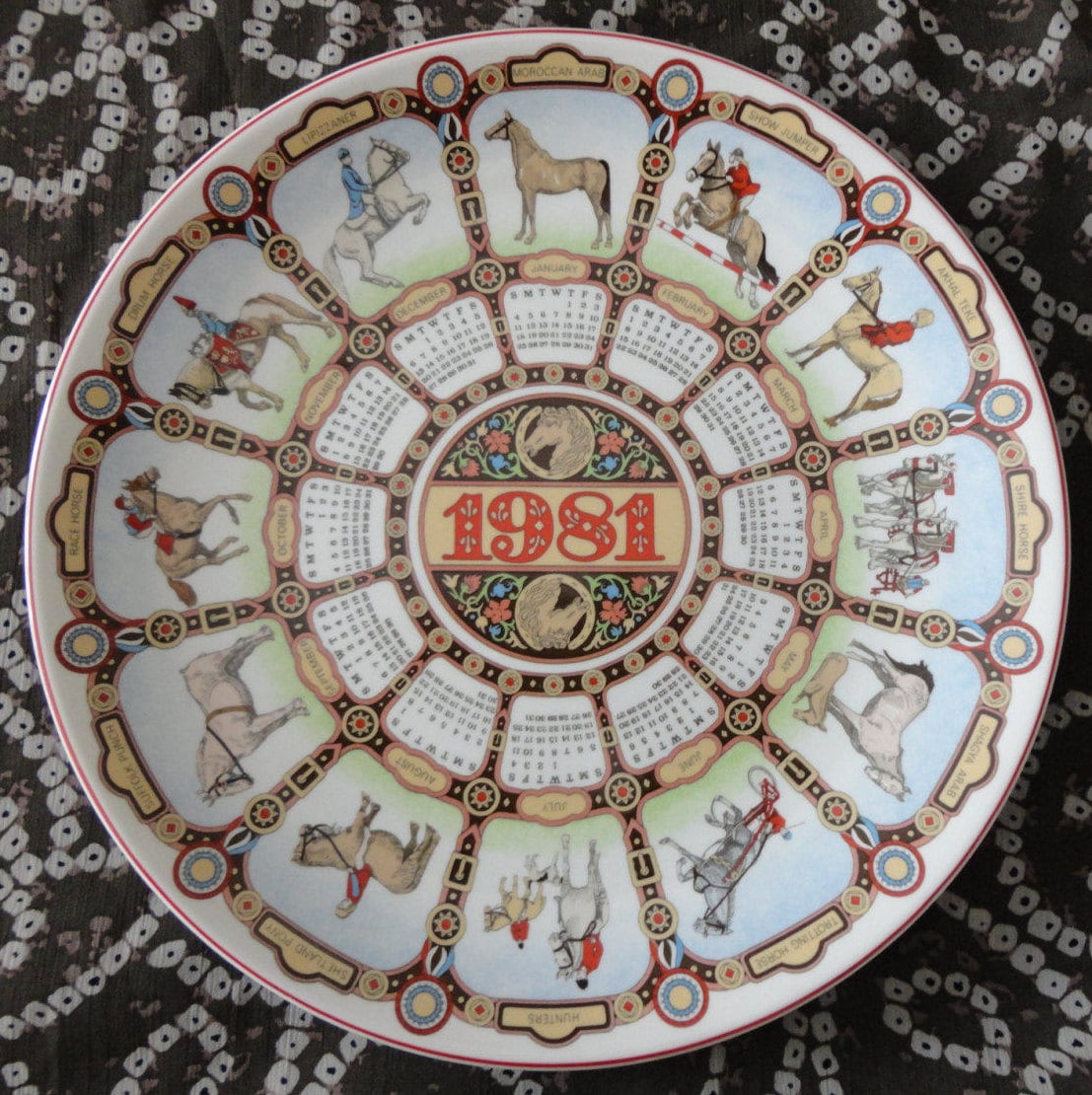Vintage WEDGWOOD Annual Collector Calendar Plate / HORSES/ Etsy