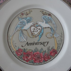 Vintage Cameron 25th Silver Anniversary Plate #33, Wedding Celebration Gift, Fine China, Japan, Floral & Silver Design