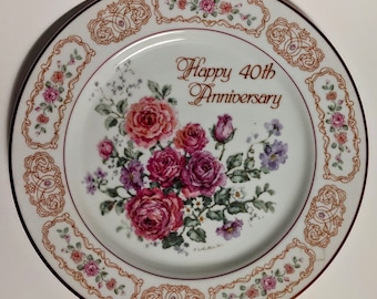 10.5” Vintage 40th Ruby Anniversary Celebration Plate - Etsy