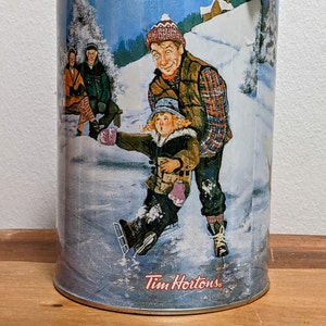Vintage Tim Horton's Collectors Coffee Tin / Tim Horton's Collectible Coffee Tin / Red tin Skating Pond Year 2003
