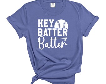 Hey Batter Tshirt | Girl's Softball Tee | Comfort Colors TShirt | Softball Tshirt