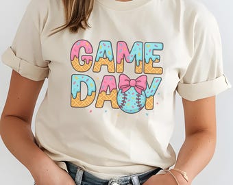 Ice Cream Drip Softball Game Day Tshirt | Mama Tee | Comfort Colors TShirt | Softball Mom Shirt | Matching Game Day Tees
