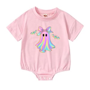 Iridescent Ghost Halloween Bubble Romper | Baby Girl Romper | Fall Baby Bubble | Matching Sister Halloween Shirts | Mommy & Me Matching