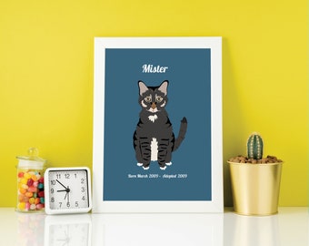 Custom Cat Portrait, Custom Pet Illustration, Custom Cat Pet Illustration, Custom Cat Drawing