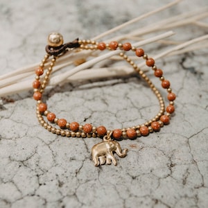 Gold Sand, Brass Elephant, Brass Chain Bracelet, Festival Bracelet for Women, Boho Bracelet, Hippie Bracelet  - JE0007-00-BRO
