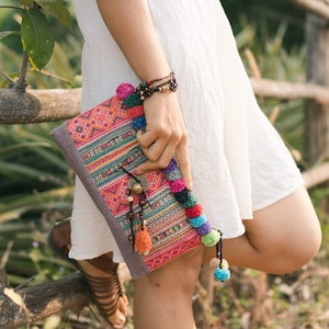 Handcrafted Purse for Women With Vintage Hmong Embroidered