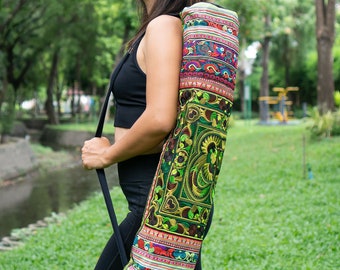 Hmong Bestickte Yogatasche, Mit Vogel Muster - BG316GREB