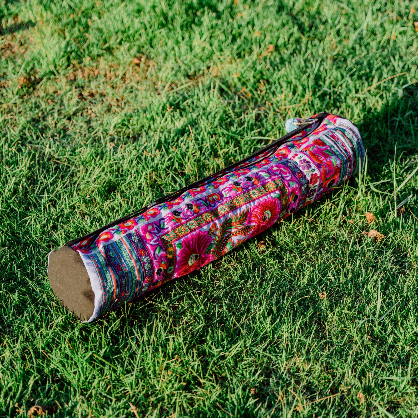 Handmade Yoga Mat Bag Hmong Embroidered in Purple Floral Yoga Etsy