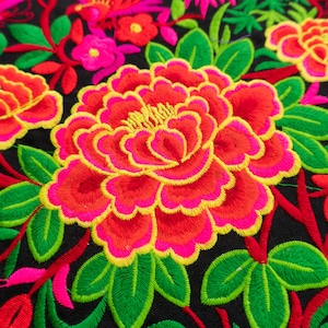 Garden Pattern Hmong Tribe Embroidered Fabric, Thai Fabric, Ethnic Textile, Unique Fabric, Tribal Fabric, Colorful Fabric - TX101G