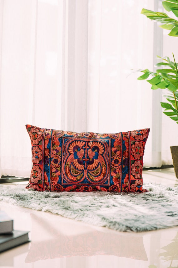 Red boho pillow sale
