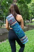 Blue Bird Hmong Embroidered Yoga Mat Bag, Ethnic Thai Mat Carrier - BG316BLUB product logo