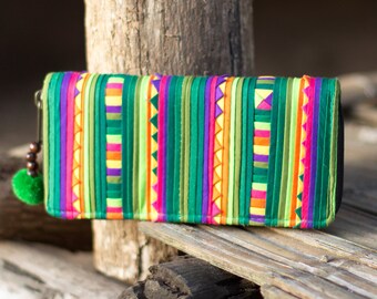 Green  Artisan Wallet for Women, Unique Ethnic Women Purse, Handcrafted Handbags from Thailand - WA301SGRE