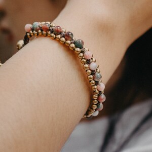 Fancy Jasper Brass Bead Bracelet for Women, Festival Bracelet, Bohemian Style Bracelet, Bracelet for Women, Wedding Gift - JE0000-00-MUL