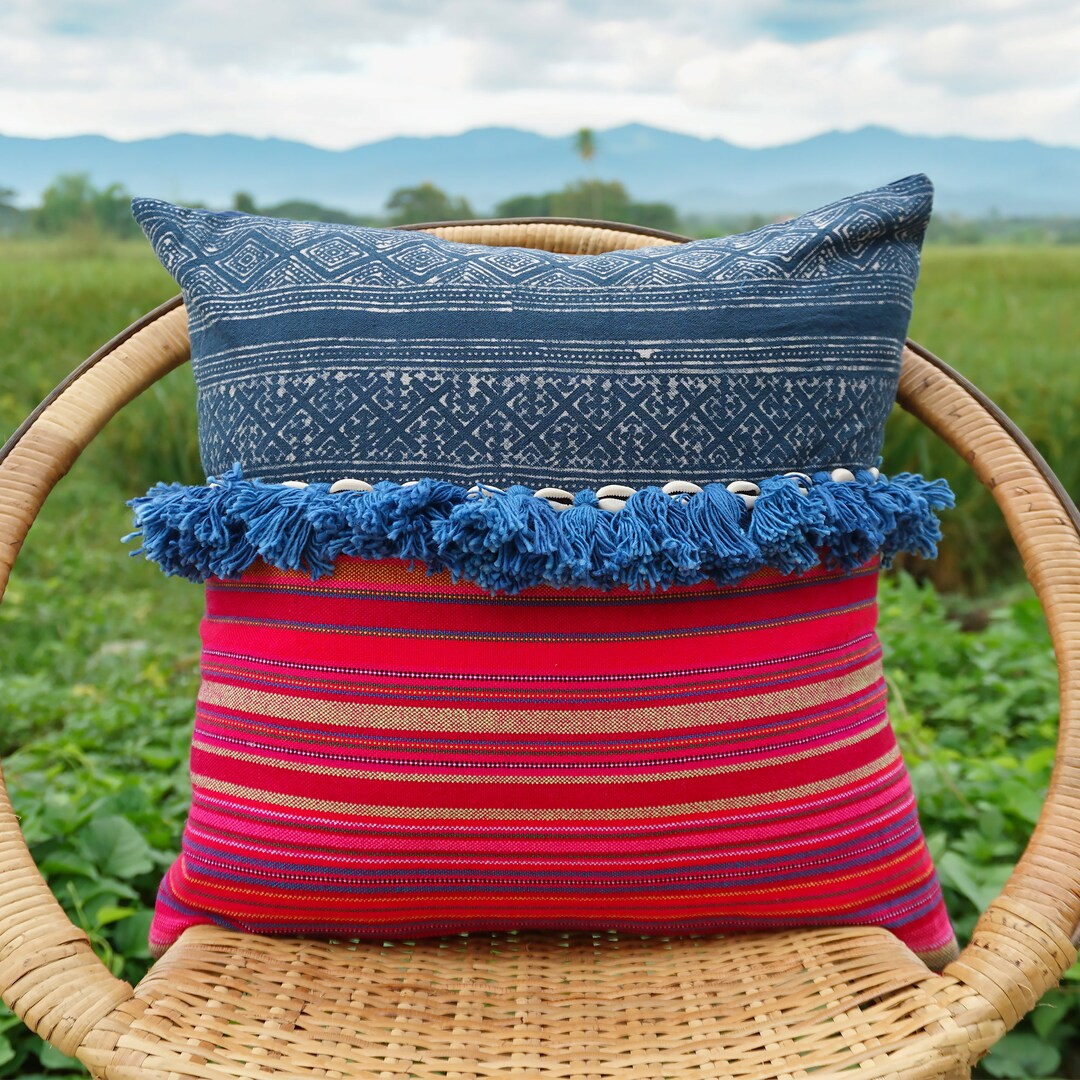 18x18 One of a Kind Pillow Cases, Hmong Pillow Cover, Boho Pillow
