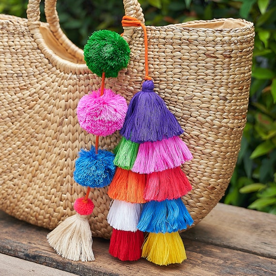 Colourful Tassels Pom Pom Bag Charm Unique Tassels Charm for 