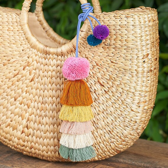 Colourful Tassels Zipper Charm for Bag, Unique Pom Pom Tassels