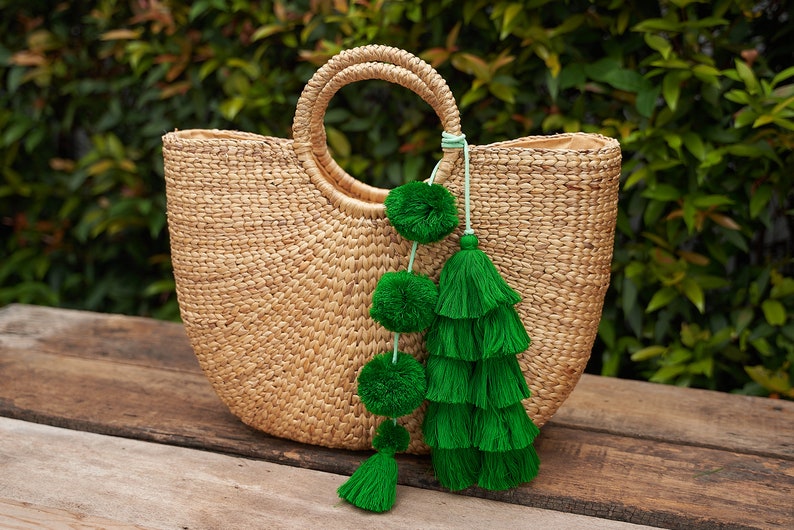 Green Tassels Pom Pom Zipper Charm for Bag Unique Tassels Etsy