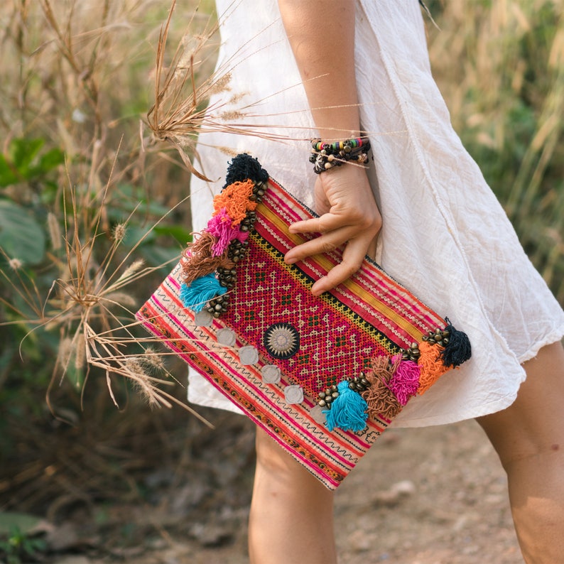 Hmong Embroidered Clutch Bag for Women Unique Handbag With - Etsy