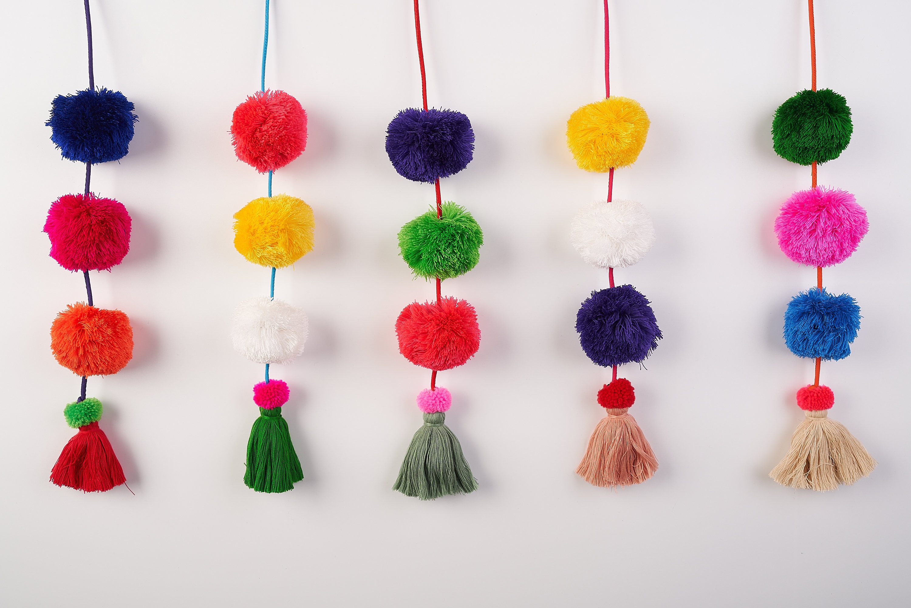 Colourful Tassels Zipper Charm for Bag, Unique Pom Pom Tassels