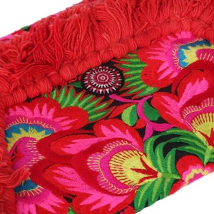 Bloemkwasten clutch bag/iPad houder met Hmong stammen geborduurde stof, Boho clutch bag, festivaltas in rood BG0040-01-RED afbeelding 10