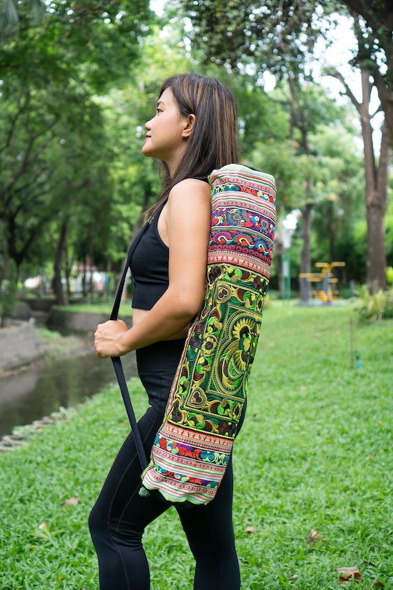 Green Bird Pattern Yoga Mat Bag, Tribal Yoga Mat Bag, Hmong Embroidered Yoga  Mat Bag, Yoga Bag for Women, Thai Yoga Mat Bag BG316GREB 