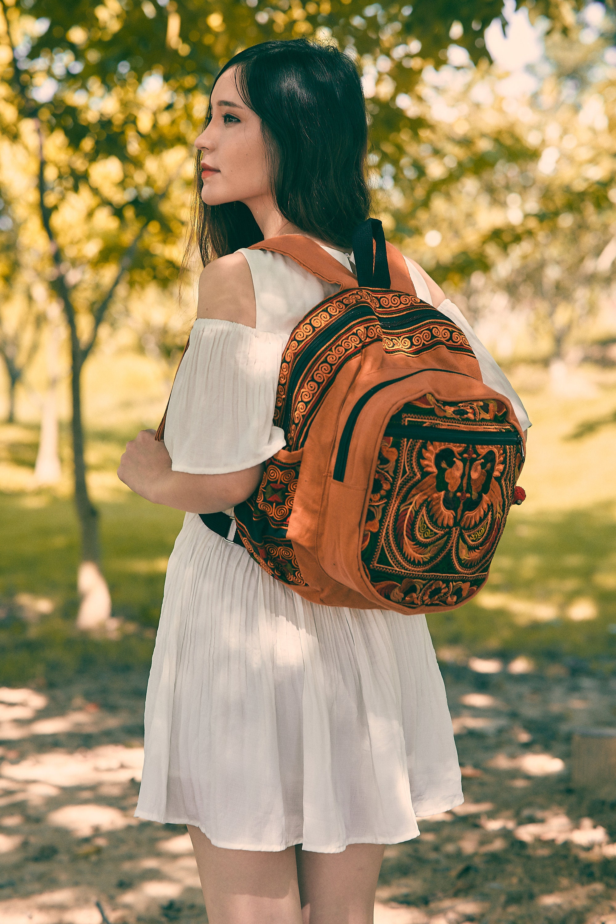 Canvas Zippered Backpack #G2001 Olive Green