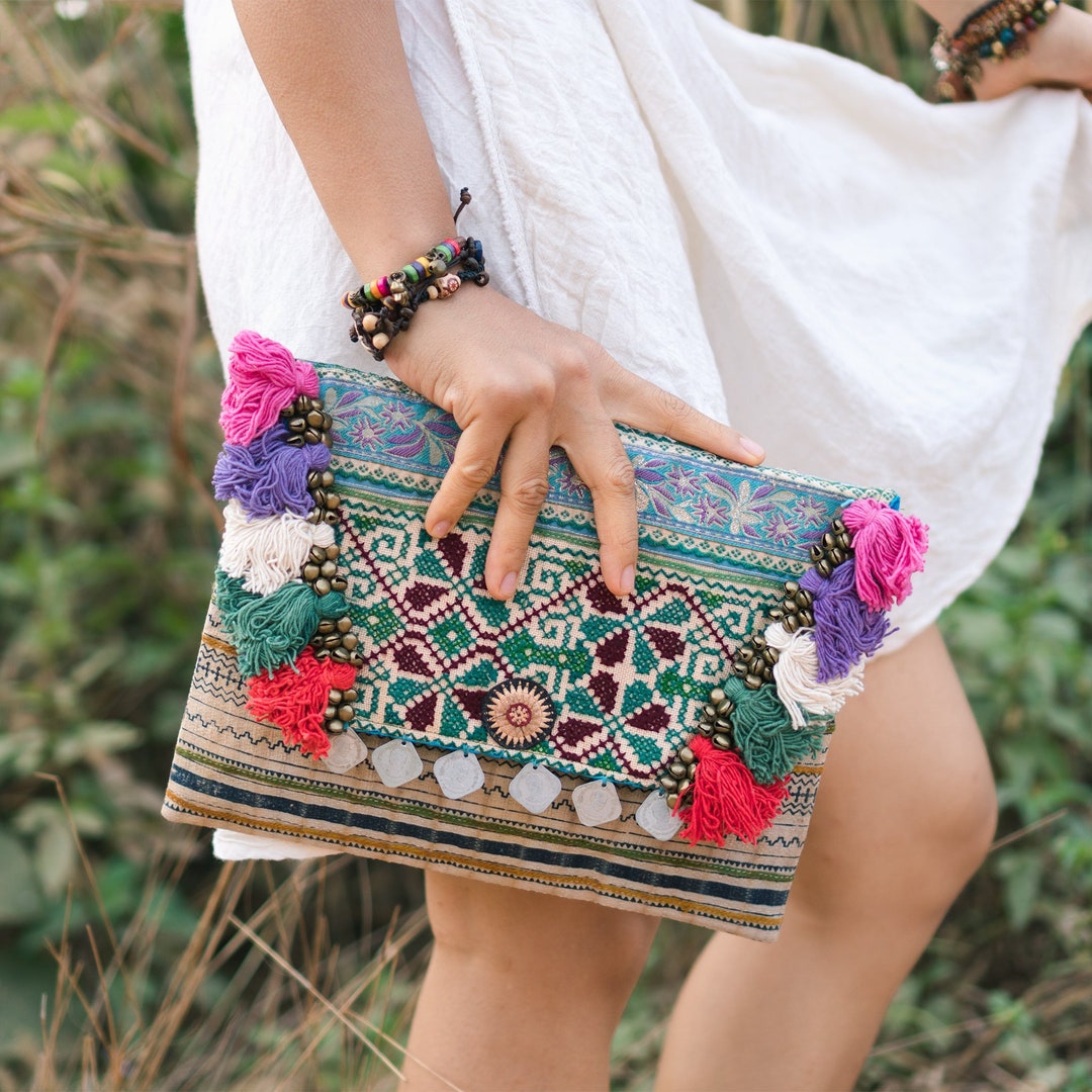 Handcrafted Women Clutch Bag Vintage Hmong Embroidered - Etsy