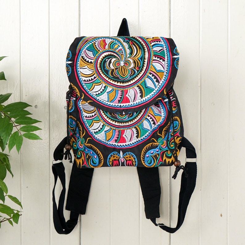 Unique Backpack With Hmong Embroidered Handmade Thailand Fair Etsy