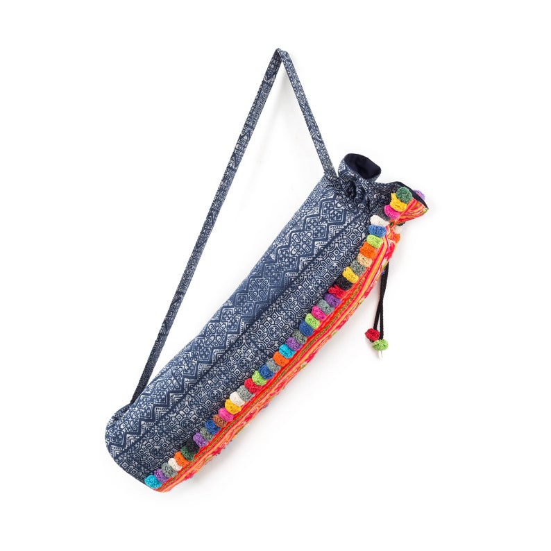 Pom Pom Yoga Mat Bag Fair Trade Yoga Mat Carrier Ethnic Yoga Etsy