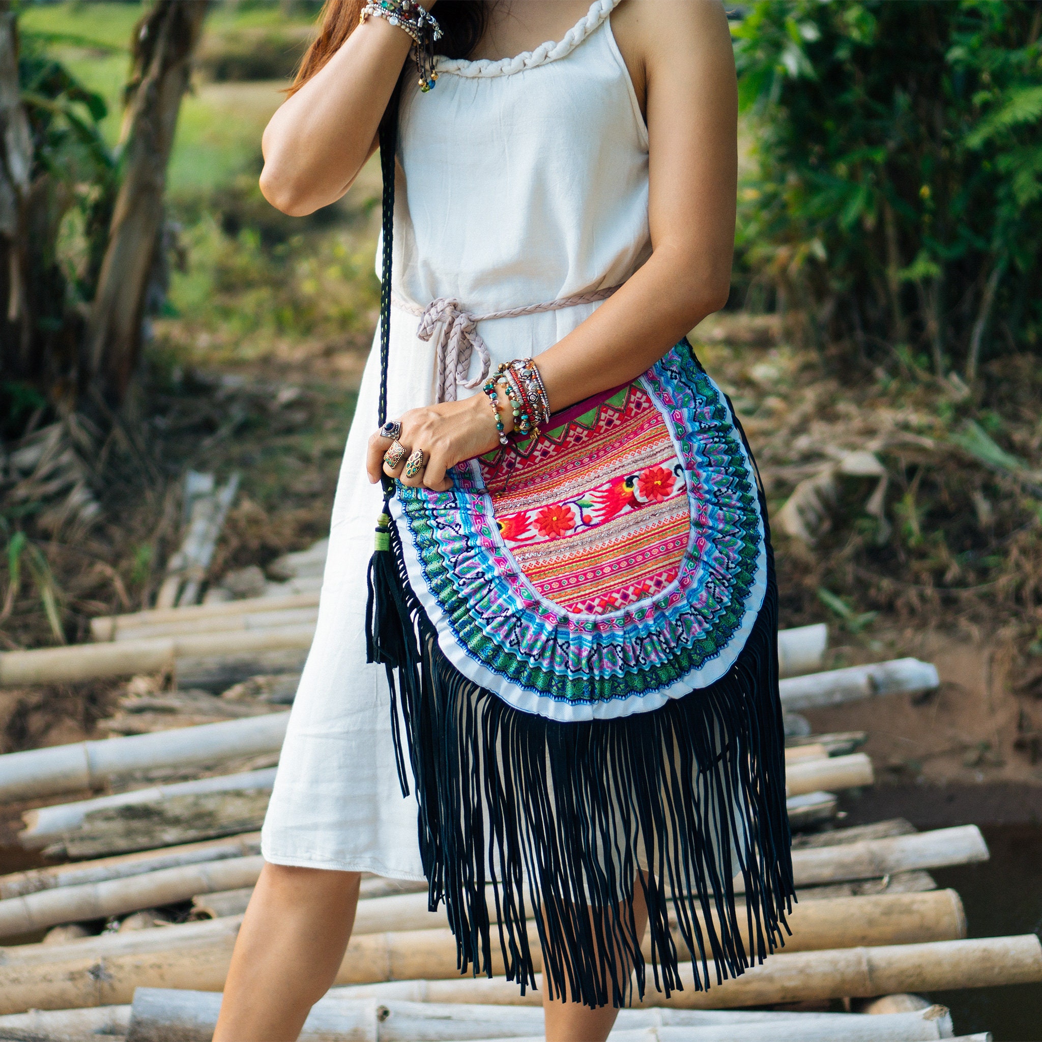 かごバッグ [OUNCE] bangb handmade bag QTKJ Straw Bag, Crossbody Bags for Women, Bohemian Handmade