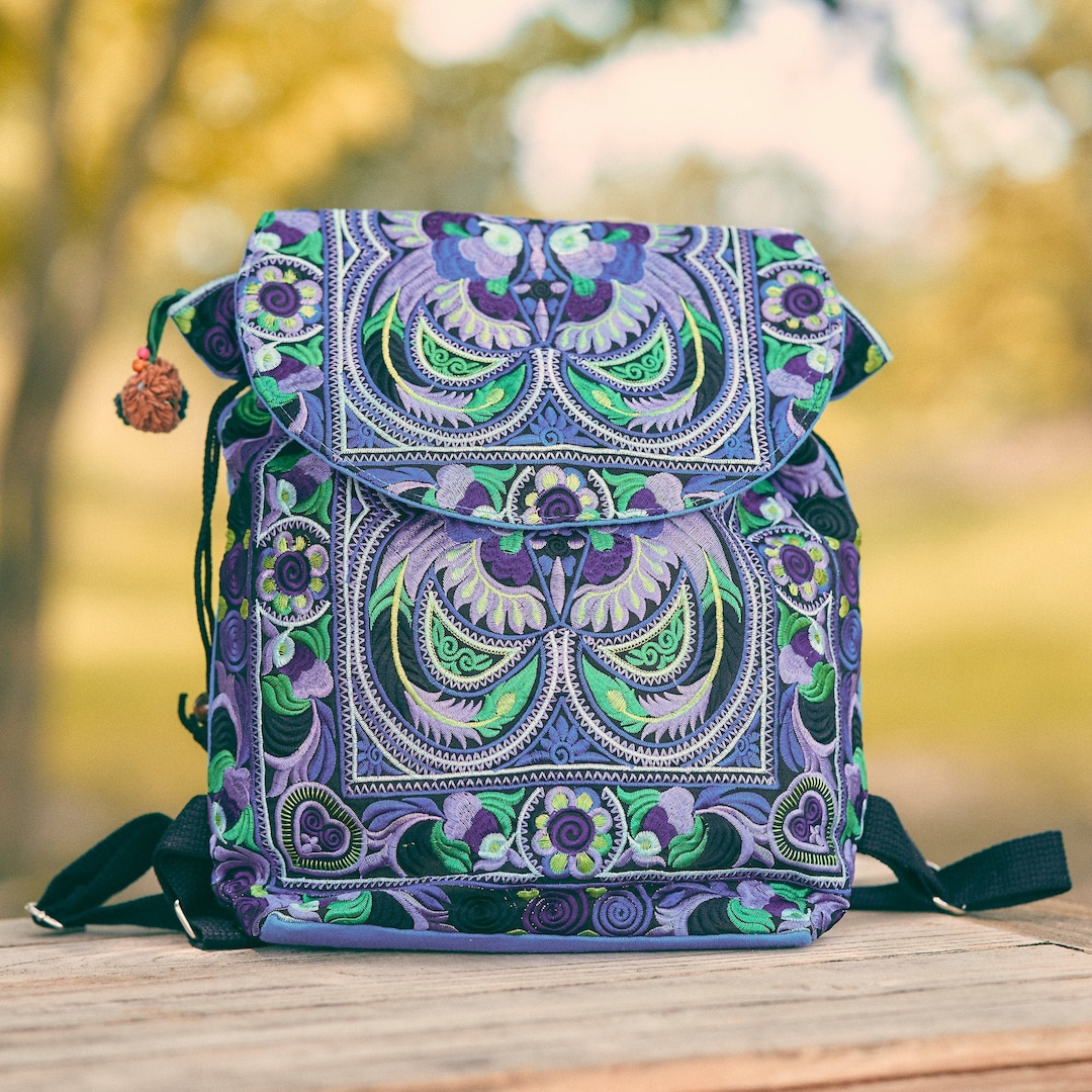 Embroidered Backpack - Unique Artisan Embellished Ethnic Look -Fully Fine Cotton A few years ago, we collaborated with the lovely folks at  main image 4
