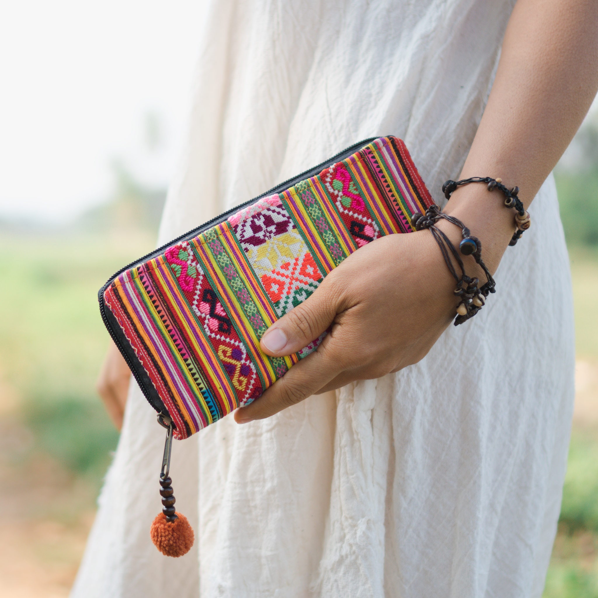 One of a Kind Vintage Women Wallet With Hmong Hill Tribe