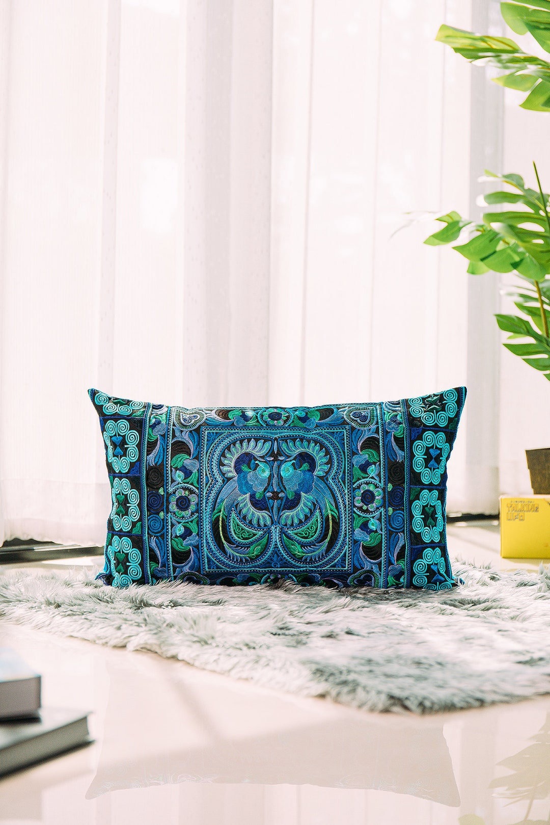 12x20 Blue Bird Pattern Pillow Cases, Bohemian Throw Pillow Cover