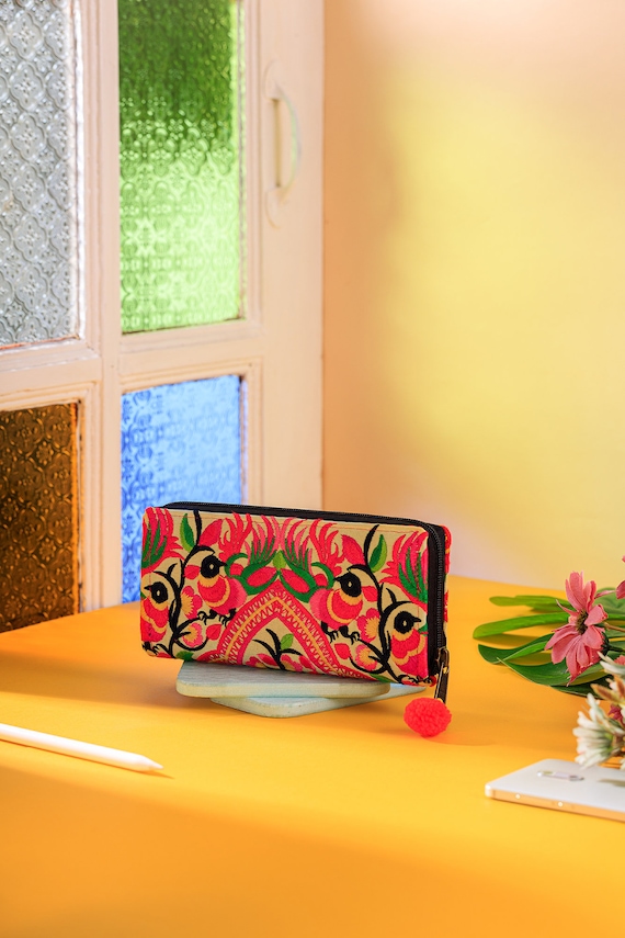 Fair Trade Boho Wallet with Peacock Pattern Boho Wallet Made Etsy
