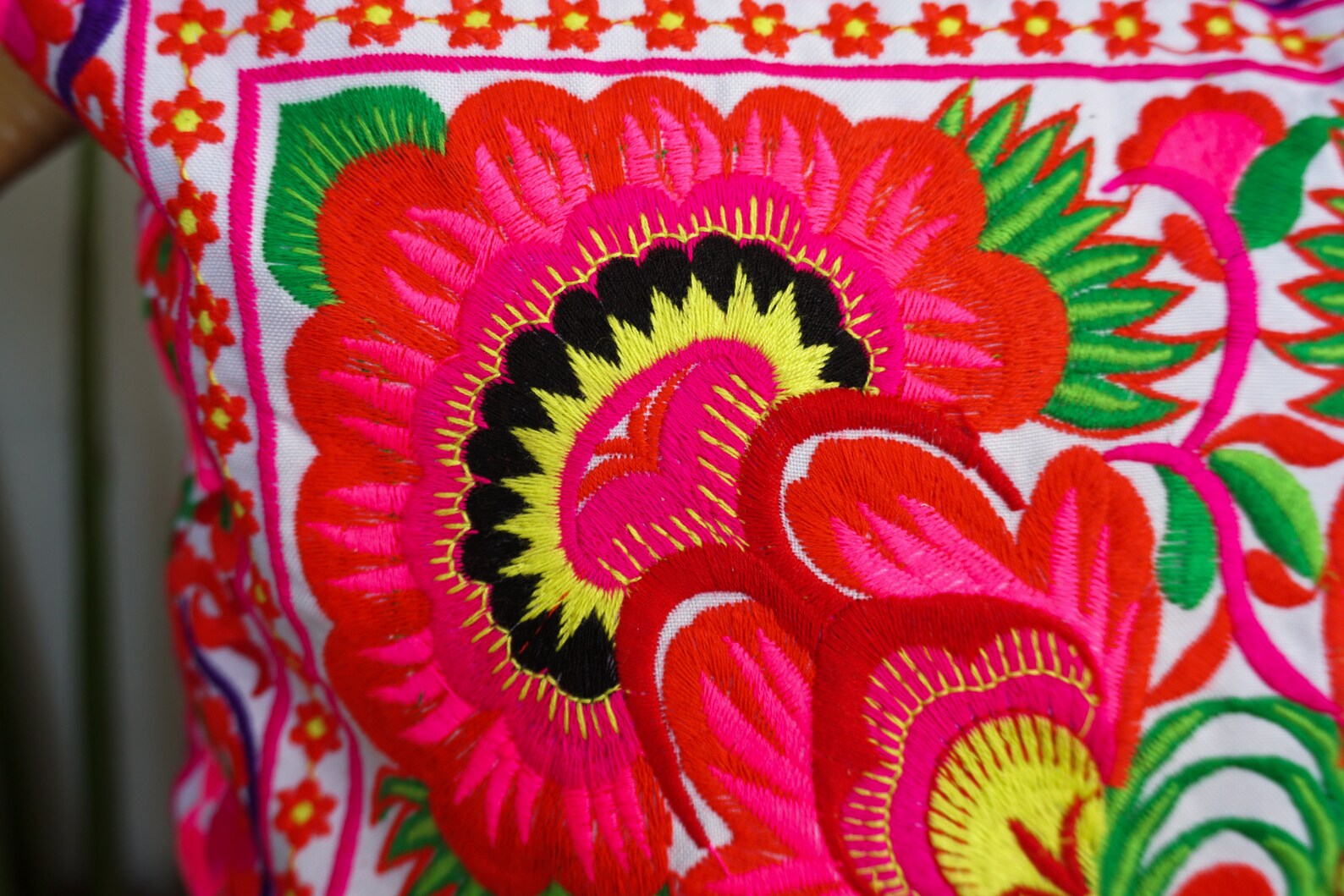 Red Flower Pillow Cases Hmong Tribe Embroidered Pillow Cases Etsy