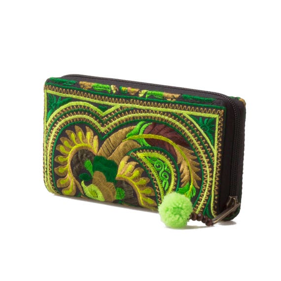 Embroidered Lotus Crossbody Bags w/ Pompoms Embroidered Lotus Crossbody Bags w/ Pompoms