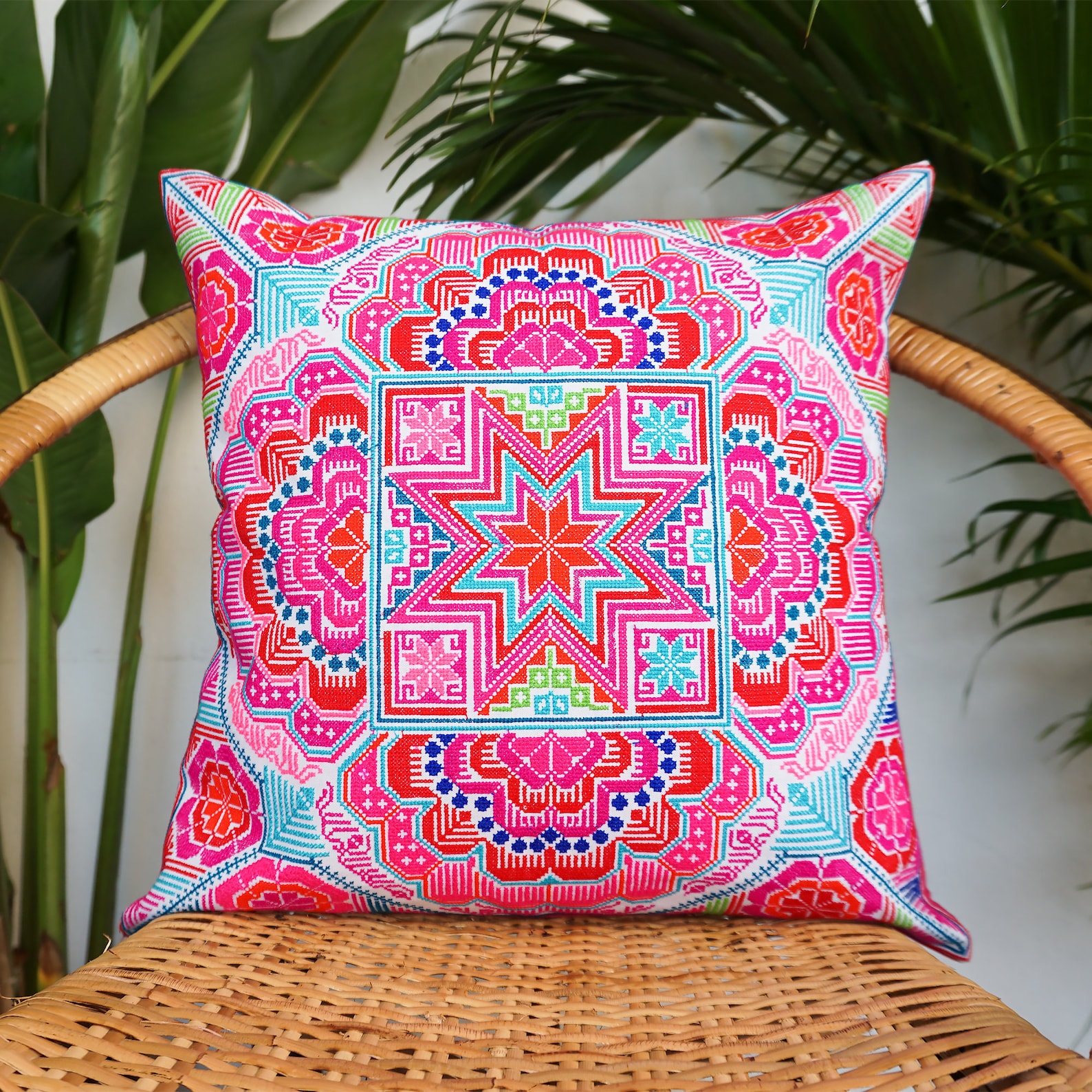 Bohemian Pillow Cover Hmong Hill Tribe Embroidered Pillow Etsy